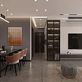 Modern Living Dining Room Interior With Sofa Coffee Table And Floor to Ceiling Windows