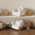 Modern Upholstered Leisure Chairs In Living Room With Side Tables And Decorative Pillows