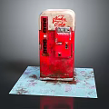 Retro Vintage Red Coca-Cola Vending Machine On Stained Blue Mat