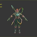 Detailed Spider Man Red And Gold Suit With Mechanical Arms Design