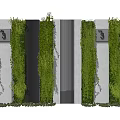 Modern Living Green Plant Wall Design With Lush Vertical Foliage And Striped Background