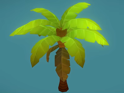 Healthy Palm Tree With Lush Green Leaves And Sturdy Brown Trunk 3d model