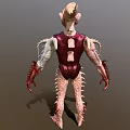 Game and Movie Alien Monster Character with Large Eyes Red Torso and Spiked Limbs