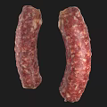 Two Cured Sausages With Textured Surface And Visible White Fat Particles