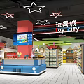 Baby Home Supermarket Featuring Cartoon Vehicle Shelves Toys And Kids Play Area