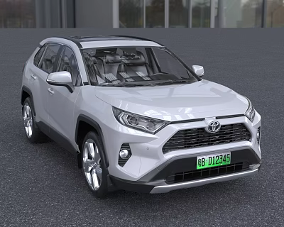 White Toyota SUV Featuring Green License Plate And Modern Exterior Design 3d model