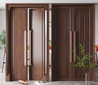 New Chinese Double Door 3d model