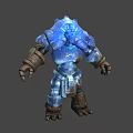 Blue Crystal Armored Stone Golem Mythical Creature Character Design 3d model