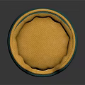 Round Pet Bed With Teal Outer Layer And Yellow Soft Fabric Interior Design 3d model