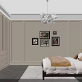 Elegant Bedroom Interior Design With Beige Tones Bed Chandelier And Decorative Paintings