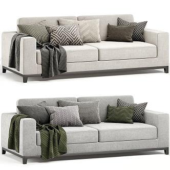 Modern Double Sofa Casual Multiplayer Sofa 3d model