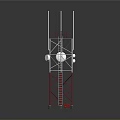 Communication Tower With Steel Structure Red White Frame Antennas Ladder And Signal Equipment