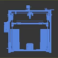 Detailed Blue 3D Model of Mechanical Frame Structure with Engineering Components