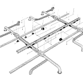 Ceiling Mounted Pipes With Crossed Layout And Support Structure Installation