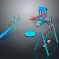 Colorful Children's Playground Building With Slide Swings Seesaw Climbing Frame And Spinning Disk