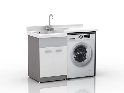 Modern Sink Cabinet With Faucet Countertop And Integrated Washing Machine 3d model