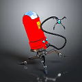 Red Robot With Silver Top Yellow Label Black Mechanical Arms And Blue Eyes Mechanical Legs