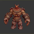 Stone Giant Mythical Creature Character With Armor And Glowing Yellow Core 3D Render 3d model