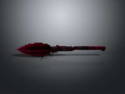 Red Decorative Long Handle Kitchen Utensil With Intricate Pattern Design 3d model