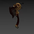 Mythic Fantasy Weapon Double Bladed Axe With Bone Metal Structure And Leather Handle
