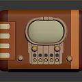 Classic Vintage Radio With Orange Red Casing Golden Knobs And Display Screen