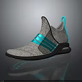 Gray Sporty Sneakers With Blue Stripes Textured Upper And Modern Design