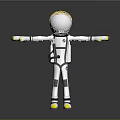 Cartoon Style 3D Astronaut Figure Wearing White Space Suit With Yellow Accents And Black Straps