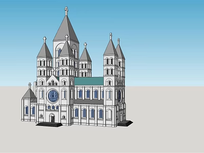 Ancient Gothic Architecture Design With Spires Towers And Arched Windows 3d model