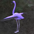 Pink Flying Lizard Reptile With Spread Wings Standing On Green Grassland