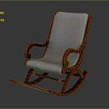 Leisure Rocking Chair With Comfortable Gray Fabric Seat Wooden Frame And Curved Armrests