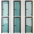 Glass Doors with Black Frames Arranged in Rows Featuring Various Patterns 3d model