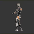 Futuristic Robot Character with Mechanical Armor and Glowing Core in Sci Fi Game Movie Scenes