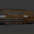Rusted Metal Pipe Assembly With Brown Leather Straps And Rivets