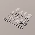 Assorted Metal Hardware Components Including Hinges Screws Bolts And Brackets 3d model
