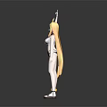Anime Style Female Character 3D Model With Blonde Hair Raised Right Hand On Black Background