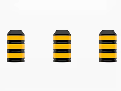 Road Safety Facilities With Yellow Black Striped Traffic Bollards For Traffic Control 3d model