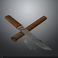 Handcrafted Traditional Knife With Wooden Handle Sheath And Blue Patterned Blade