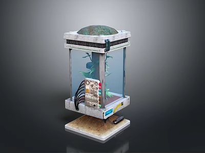 Small Indoor Landscape Terrarium Featuring Sand Base Green Plants And Glass Dome Top 3d model