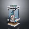 Small Indoor Landscape Terrarium Featuring Sand Base Green Plants And Glass Dome Top