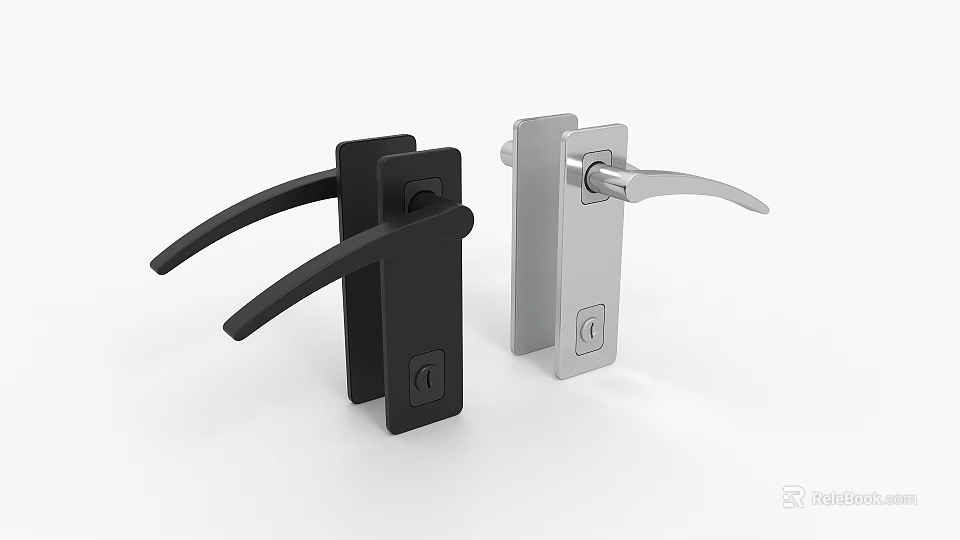 Modern Sleek Door Handle Design With Black And Silver Metal Finish For Home Interior Doors 3d model 