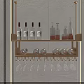 Elegant Modern Wine Rack With Gold Frame Holding Wine Bottles And Glasses