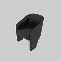 Modern Black Leather Leisure Chair with Curved Armrests and Sleek Design Structure