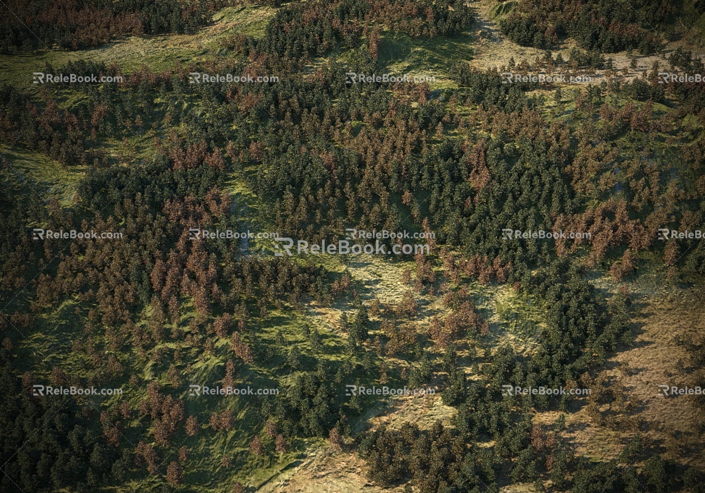 Modern Mountain Modern Tree Forest Bird's Eye View Mountain Mountain Forest Bird's Eye View Aerial View 3d model