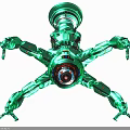 Advanced Green Multi Arm Industrial Equipment With Illuminated Robotic Structure 3d model