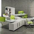 Open office area desk station staff office with bed station financial office office staff office 3d model