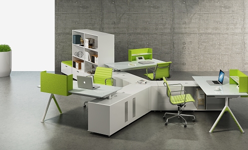 Open office area desk station staff office with bed station financial office staff office 3d model