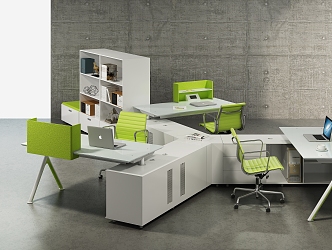 Open office area desk station staff office with bed station financial office staff office 3d model