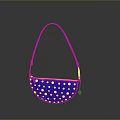 Stylish Blue Handbag With White Polka Dot Design And Adjustable Shoulder Strap