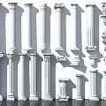 Classical Roman Columns With Various Decorative Designs And Architectural Details 3d model