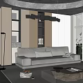 Modern living room sofa side table floor lamp bookcase 3d model